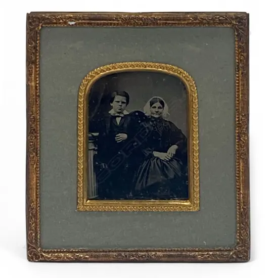 Ambrotype - seated woman with standing boy,